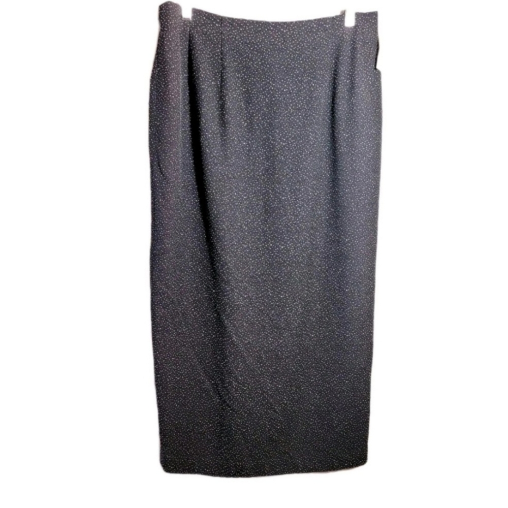 Tamotsu Vintage Womens Black White Skirt Brand Sizing Size 1 Midi Slit Designer